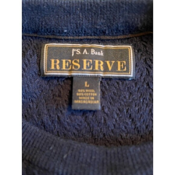 Jos. A. Bank Mens Sweater Large 50% Wool and 50% Cotton Crew Neck Navy - Picture 3 of 3